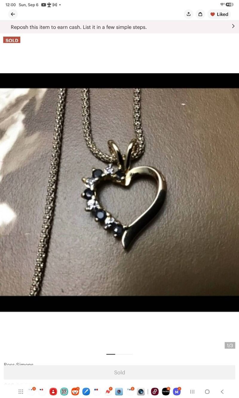 Gorgeous ROSS-SIMONS Sapphire & Genuine Diamond Heart Necklace
